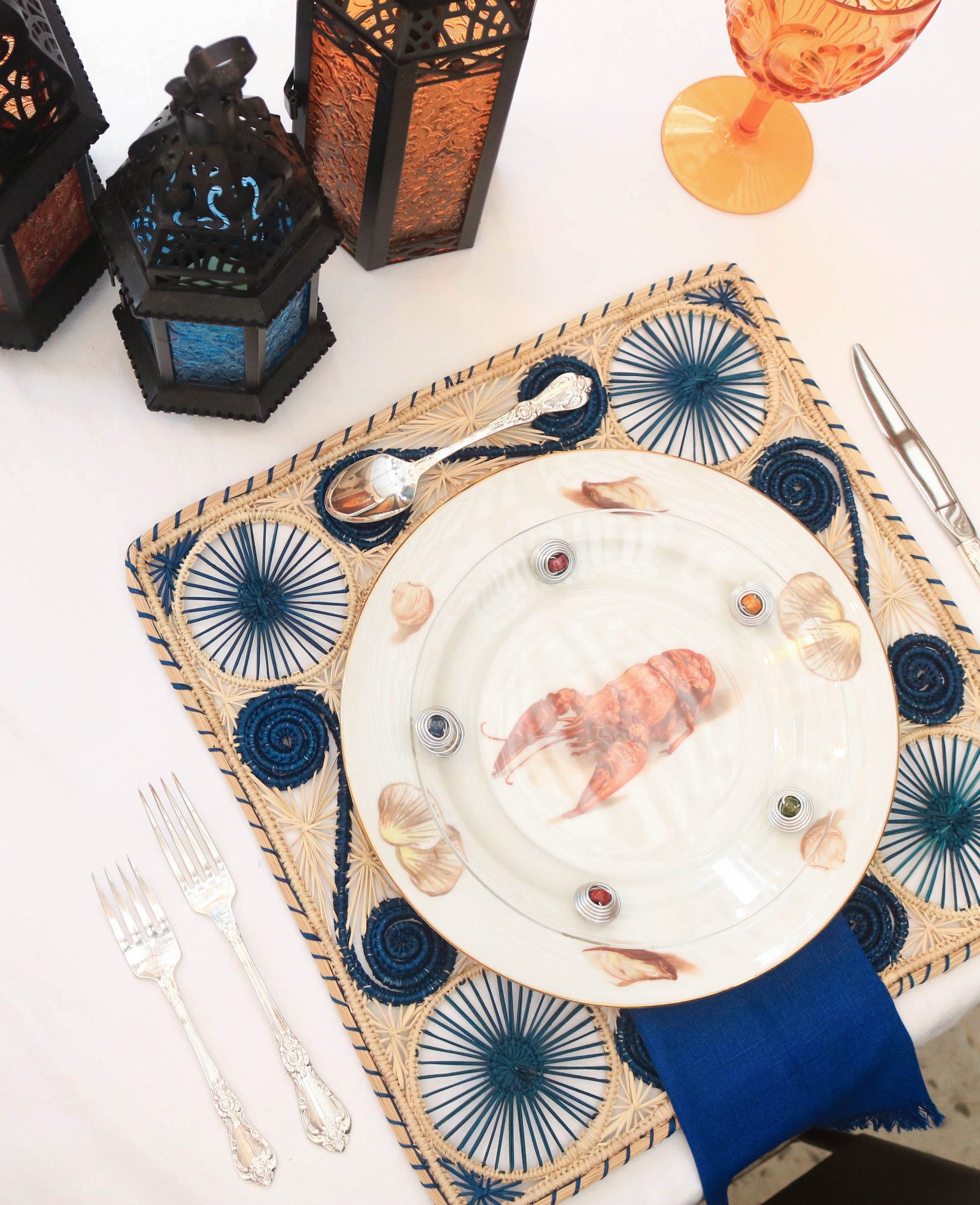 Caracola Square Placemats - 15", Blue image