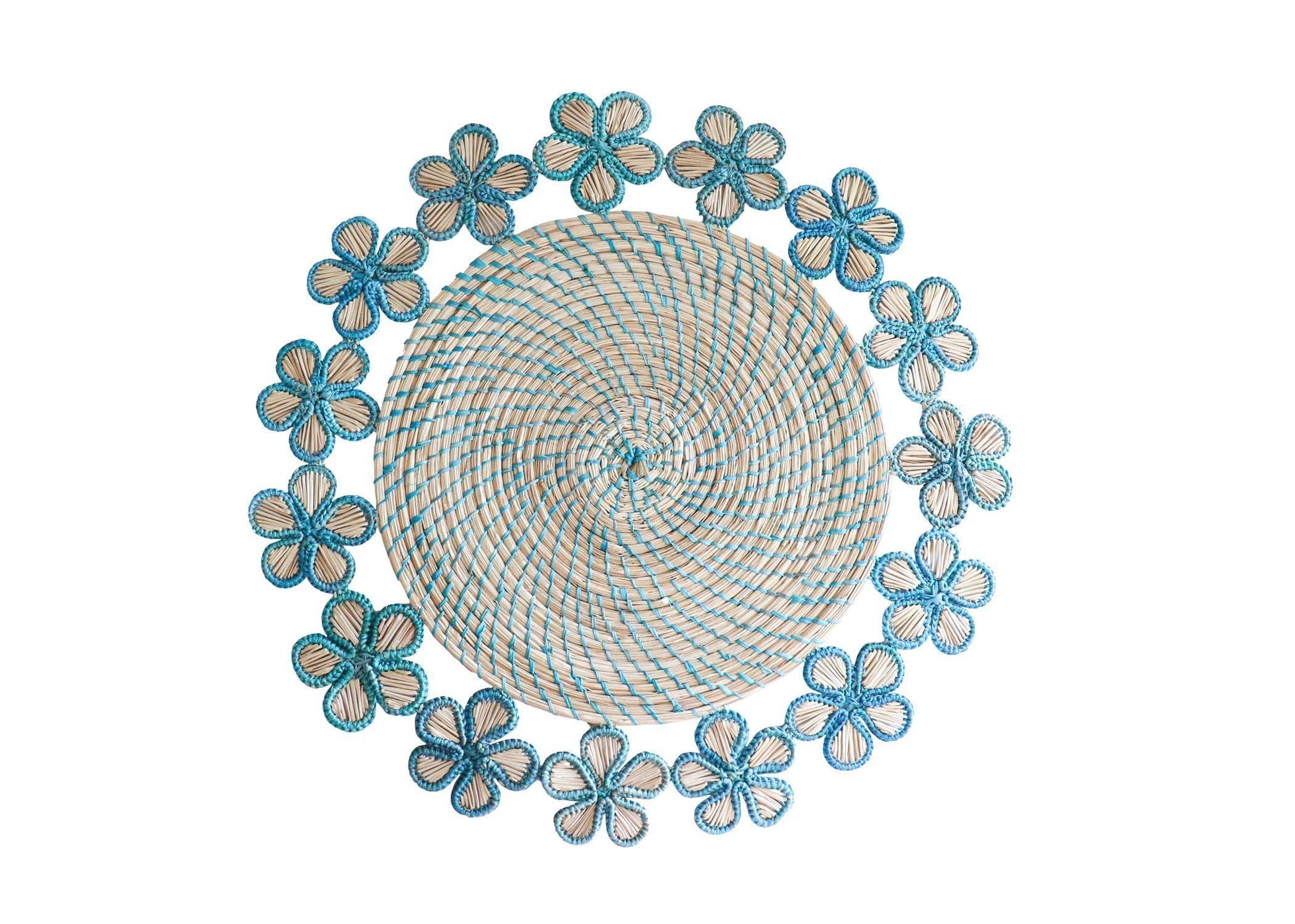 Woven Flower Placemat - Baby Blue image
