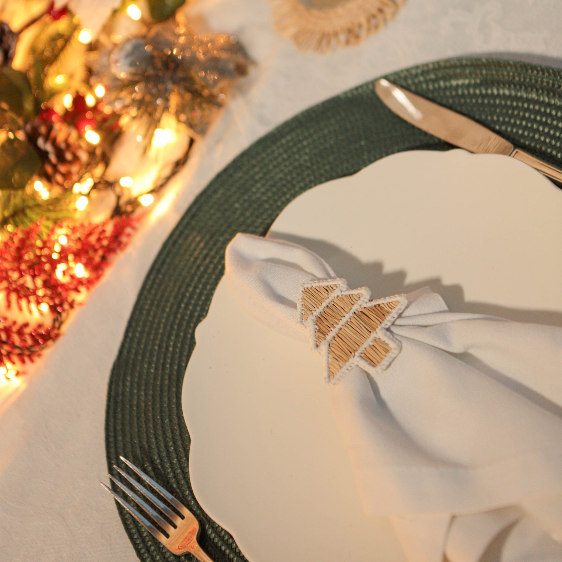 Christmas Tree Napkin Ring - White image
